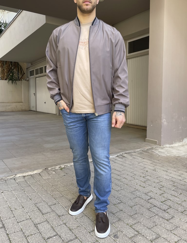 Ανδρικό γκρι ελαφρύ Bomber Plus Size D1900G φωτογραφία